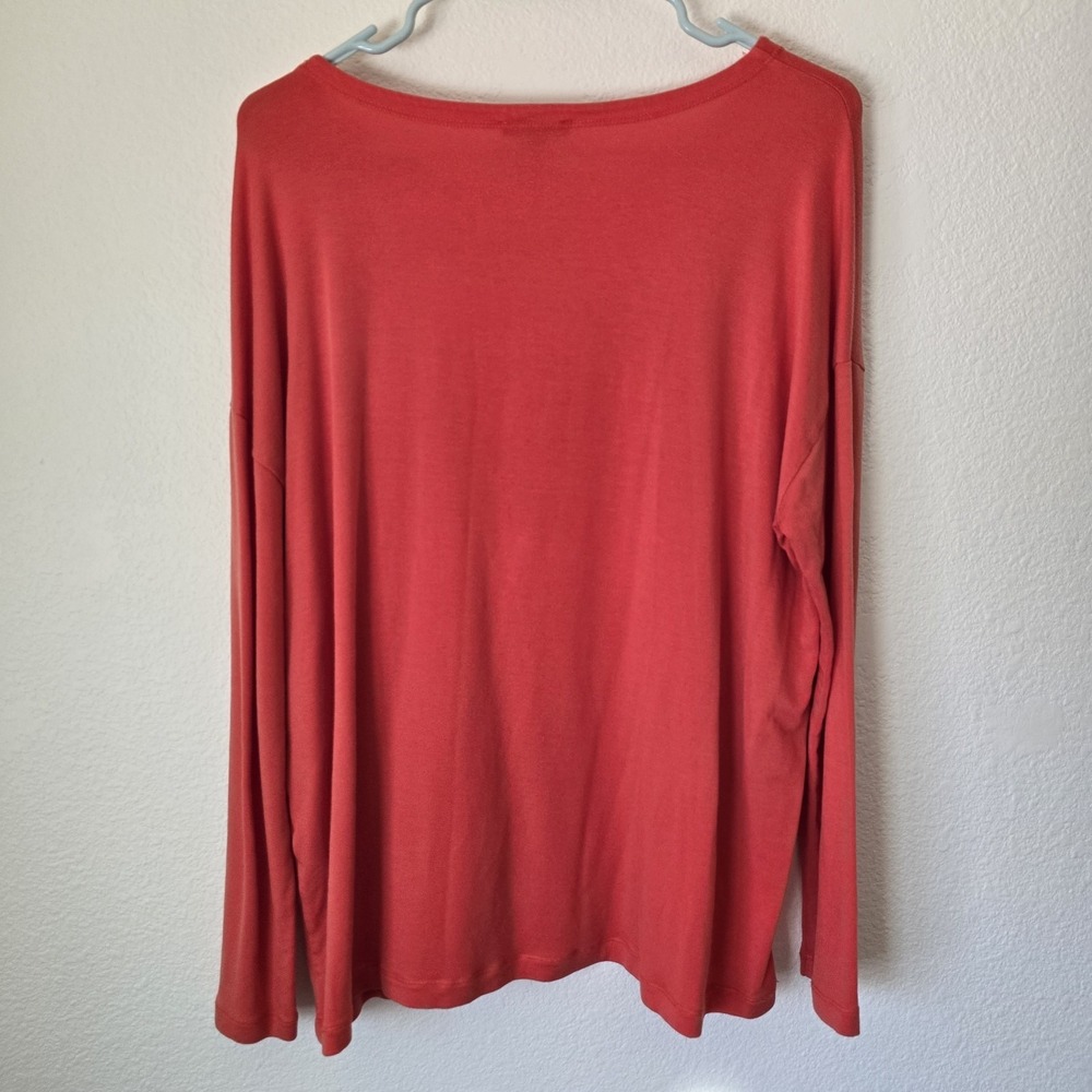 Eileen Fisher Orange Boxy Top Pocket Oversized Women's Small Petite Lagenlook - Picture 4 of 5